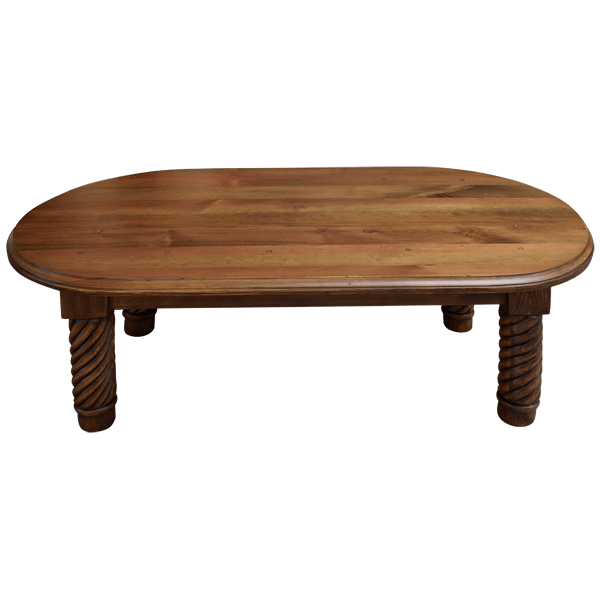 Handcrafted Oval Coffee Table with Classic Western Design