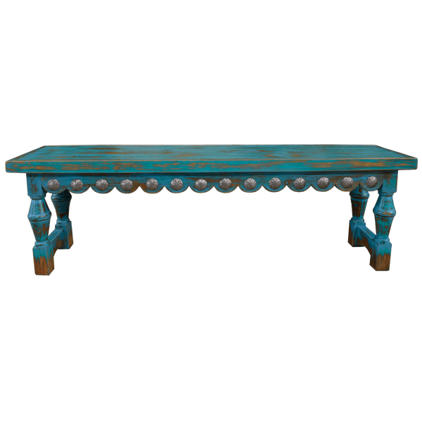 Antique Turquoise Charm: Handcrafted Western Coffee Table with Artisan Details