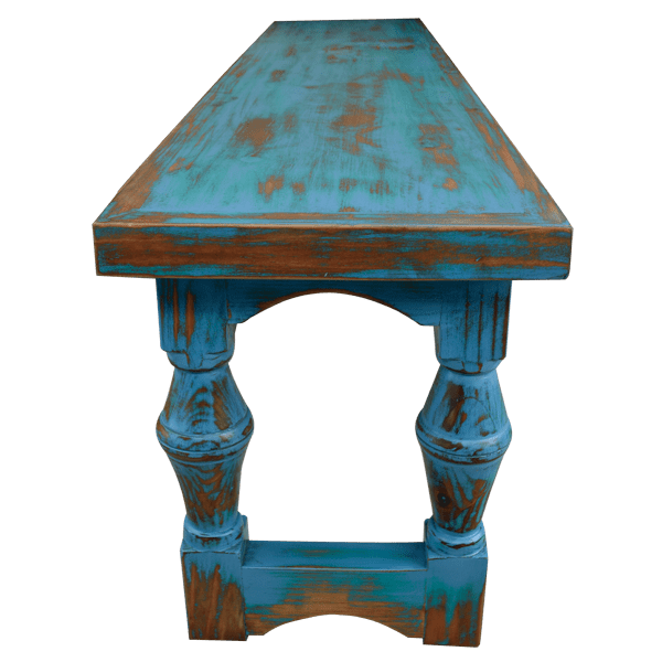 Antique Turquoise Charm: Handcrafted Western Coffee Table with Artisan Details