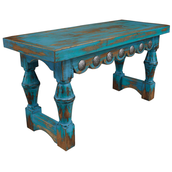 Handcrafted Western Coffee Table in Antique Turquoise
