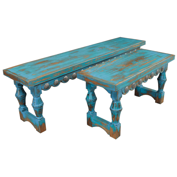 Handcrafted Western Coffee Table in Antique Turquoise