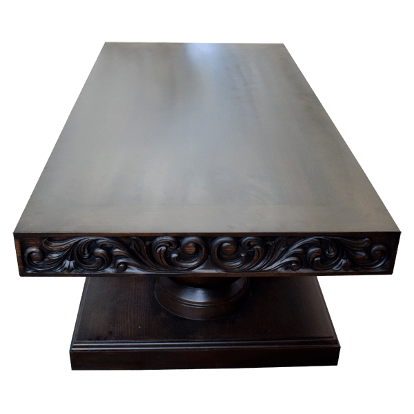 Handcrafted Dark Finish Coffee Table with Magnificent Carved Details