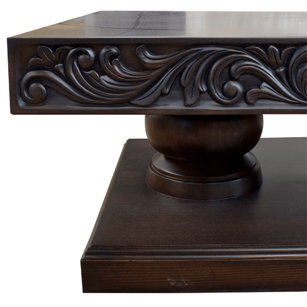 Handcrafted Dark Finish Coffee Table with Magnificent Carved Details