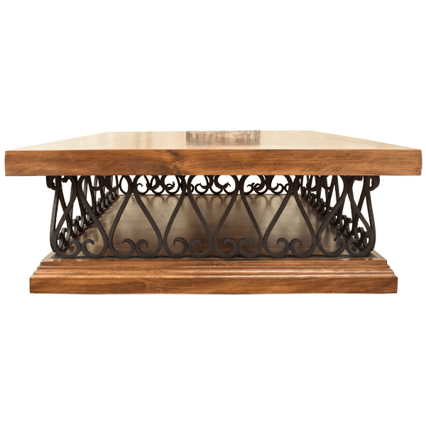 Handcrafted Coffee Table with Forged Iron Accents
