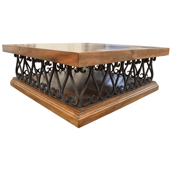 Handcrafted Coffee Table with Forged Iron Accents