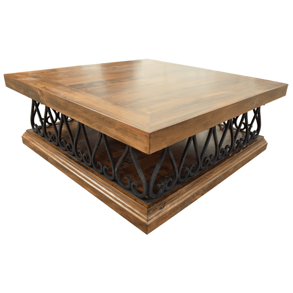 Handcrafted Coffee Table with Forged Iron Accents