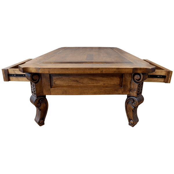 xquisite Handcrafted Coffee Table with Geometric Design and Forged Iron Accents