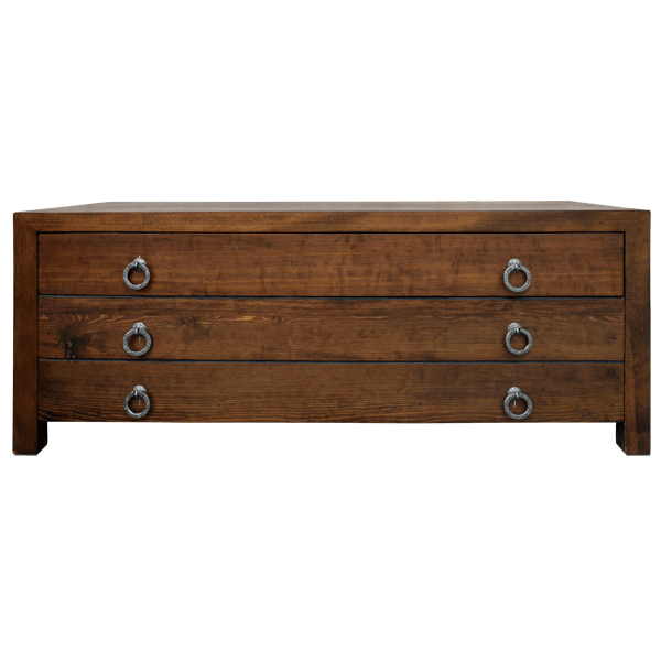 Handcrafted Coffee Table with Silver-Plated Drawer Handles