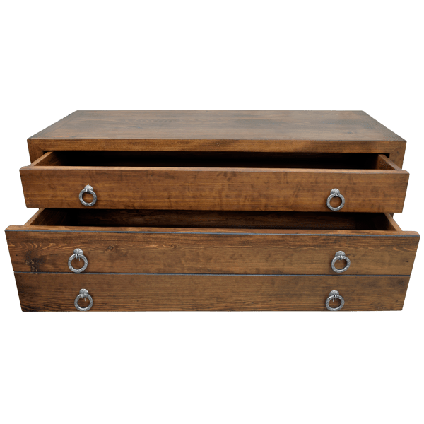 Handcrafted Coffee Table with Silver-Plated Drawer Handles