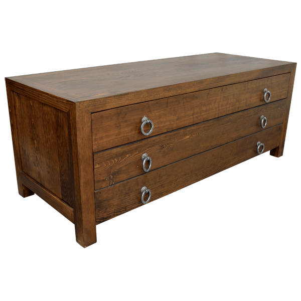 Handcrafted Coffee Table with Silver-Plated Drawer Handles