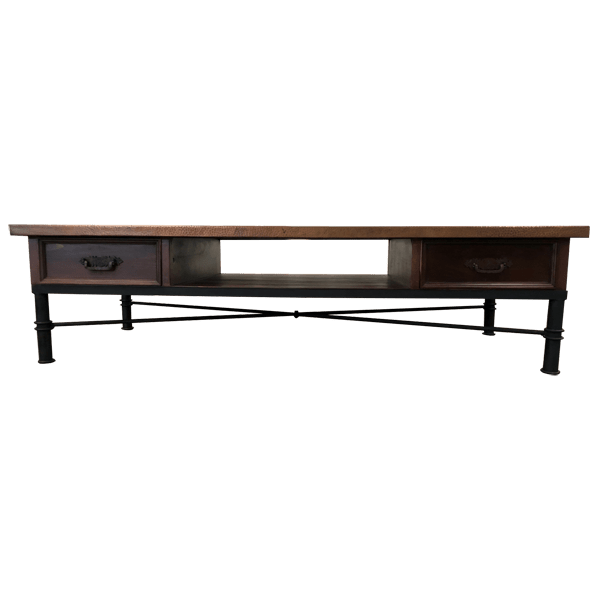 Handcrafted Coffee Table with Magnificent Hand Hammered Copper Top