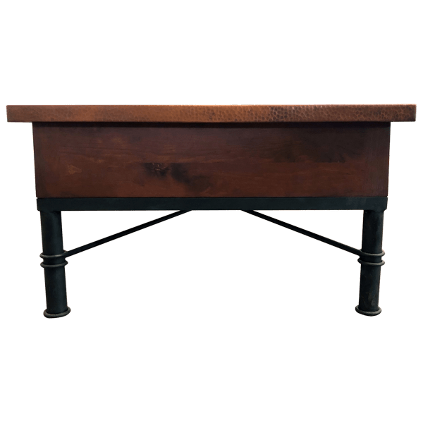 Handcrafted Coffee Table with Magnificent Hand Hammered Copper Top