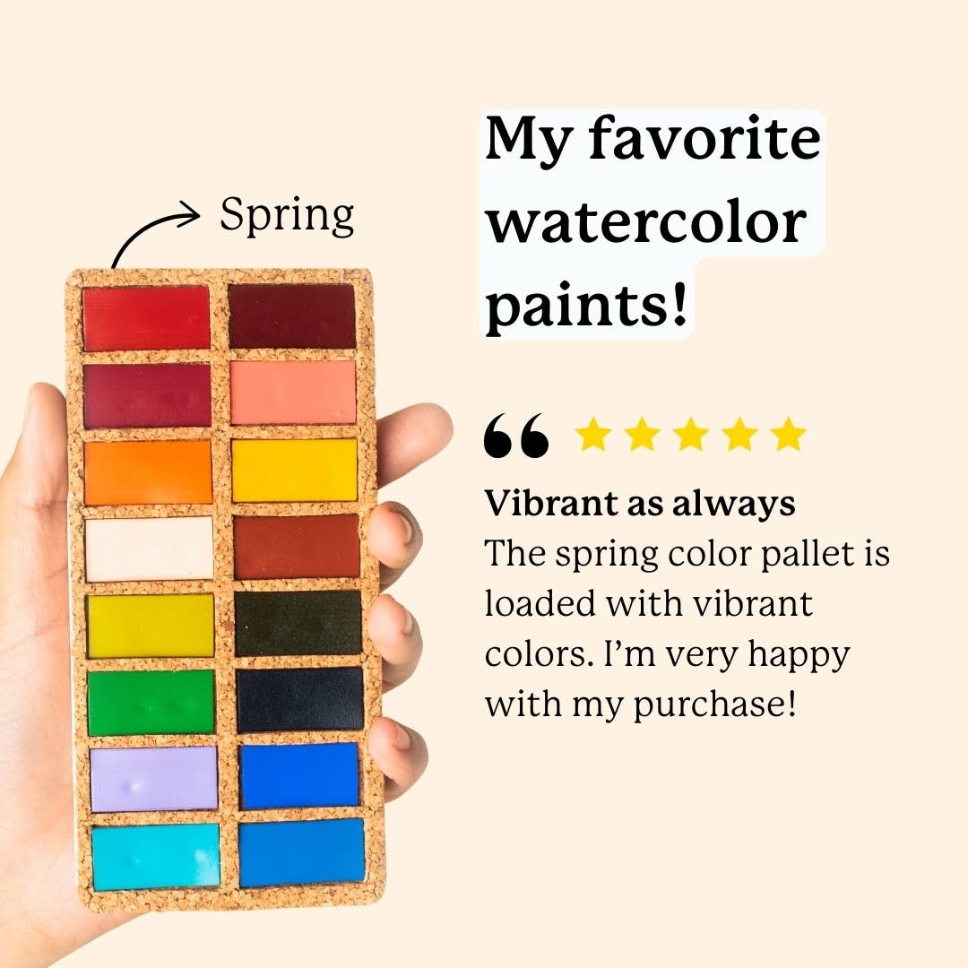 Spring Pans Set - 16 Watercolors | Ecofriendly | Lightfast