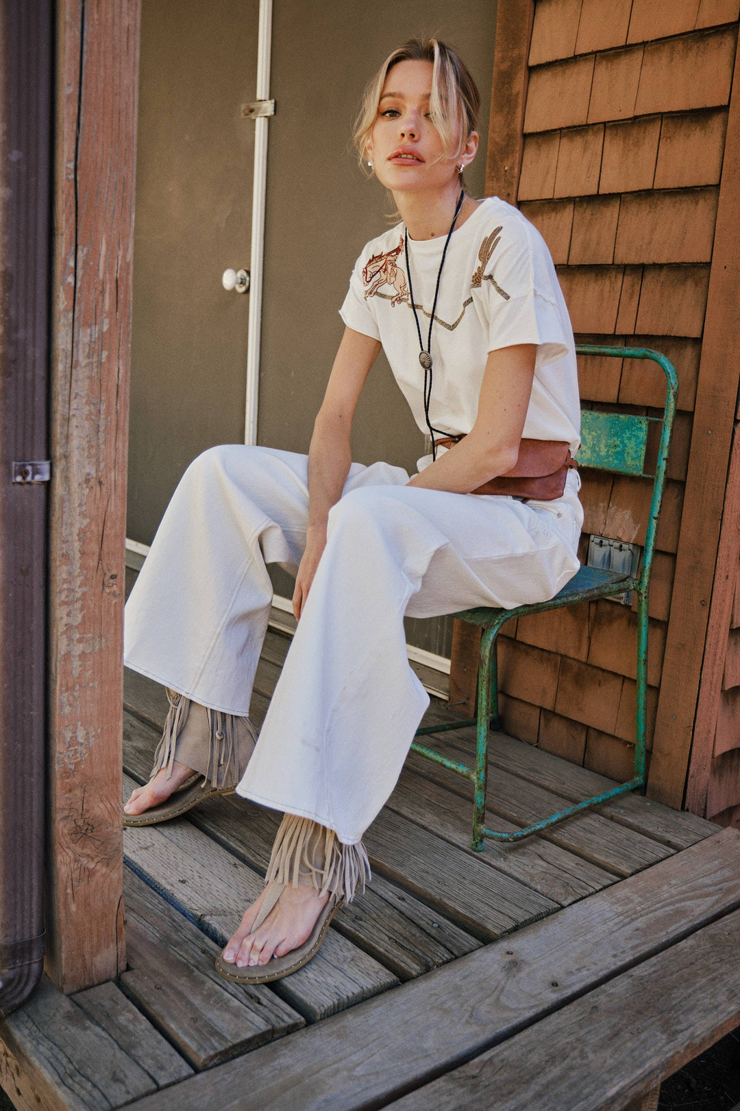 23376T -  Embroidered Shoulder Western Yoke T-Shirt