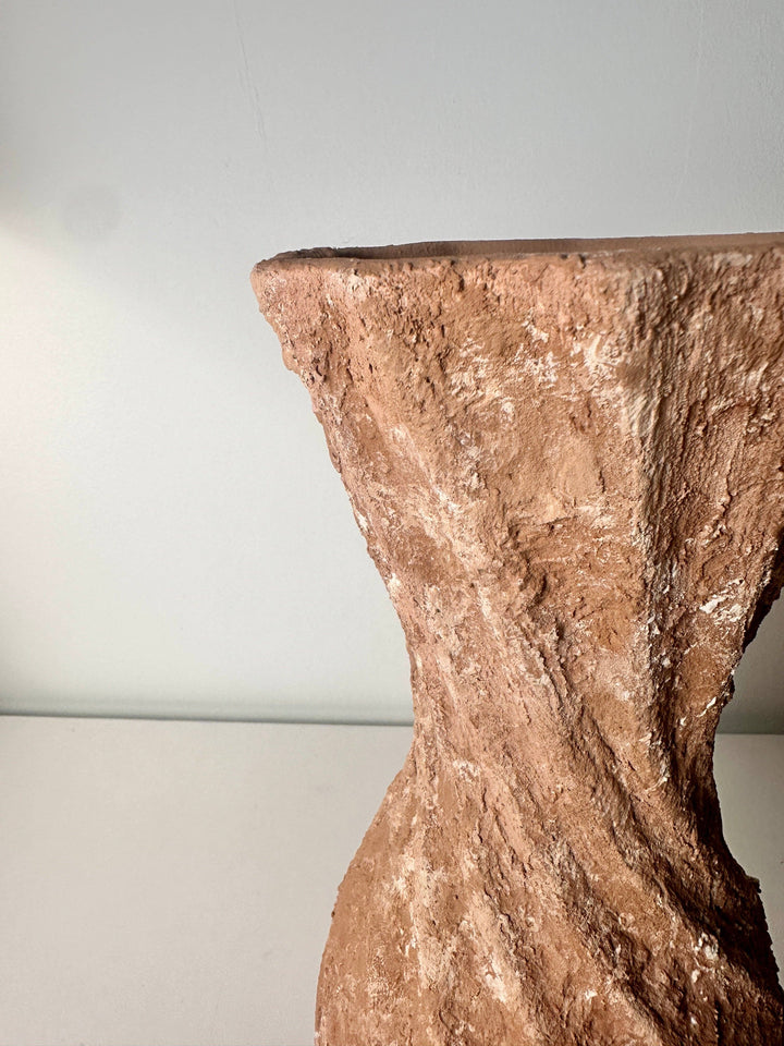 Twisted Ceramic Vase 12" tall Terracotta Brown