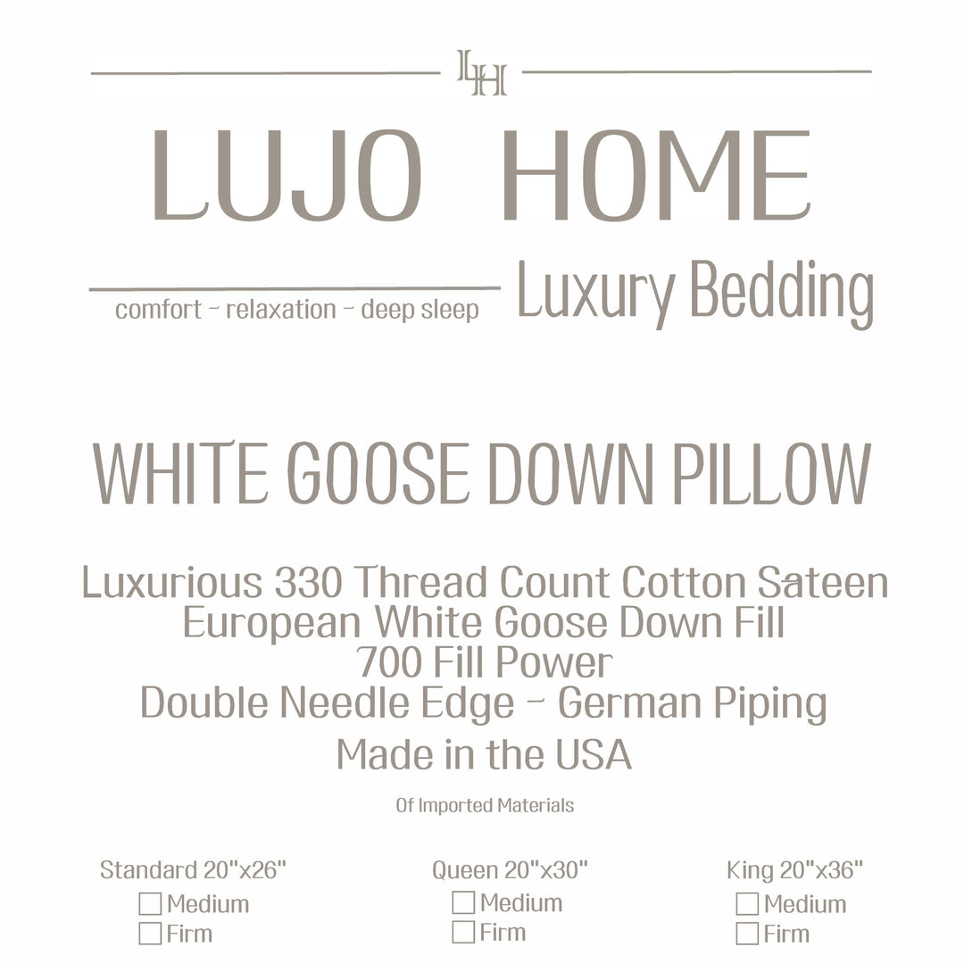 Luxury Goose Down Pillow – Medium Density – Supportive